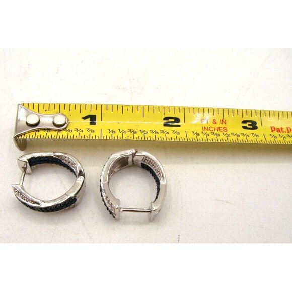 NEW Karis STS Womens Hoop Earrings Blue and Clear Rhinestones Silver Tone Pierce - Picture 11 of 11